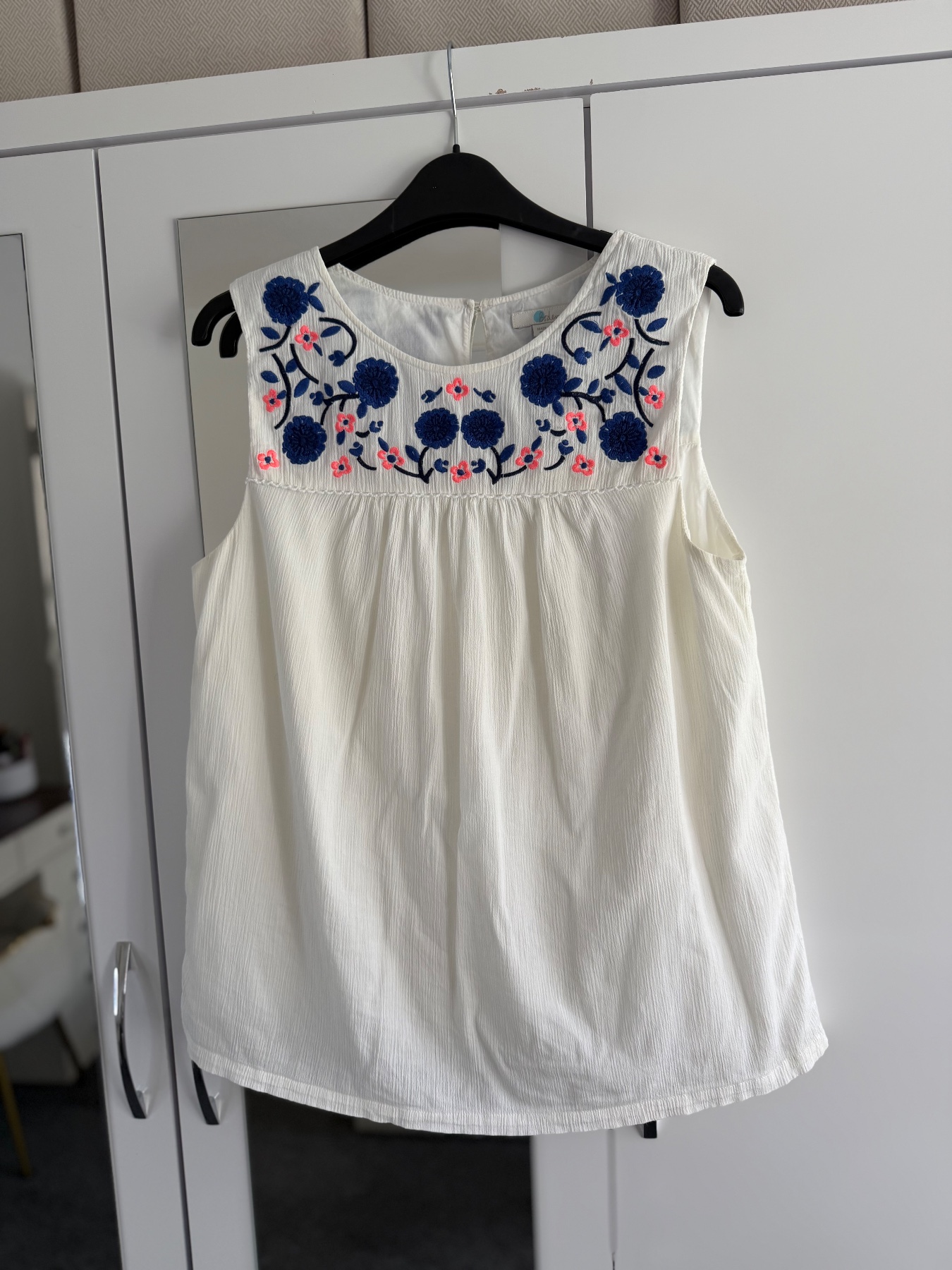 Boden white boho cotton top UK12