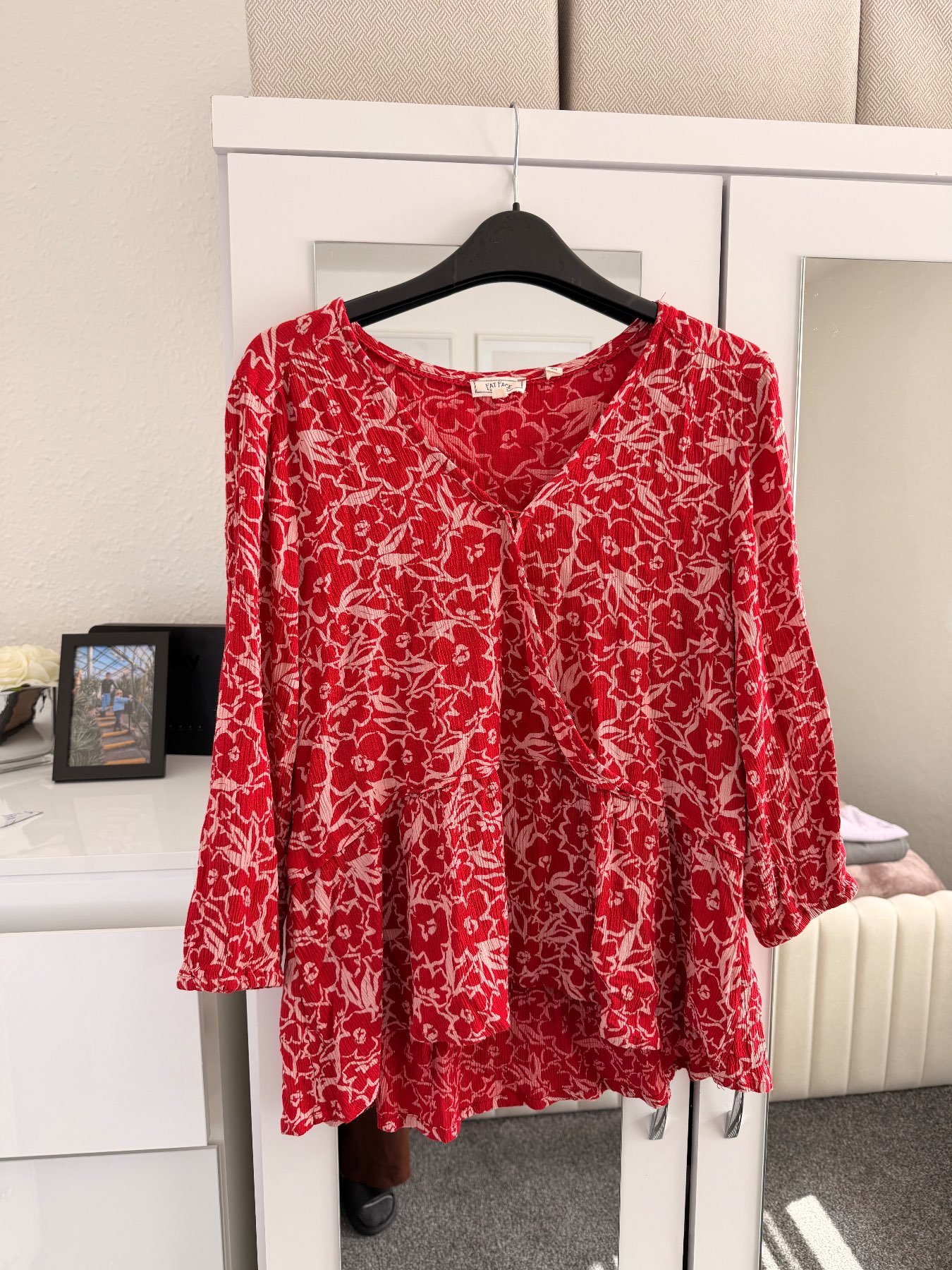 FatFace red 3/4 sleeves blouse top UK12