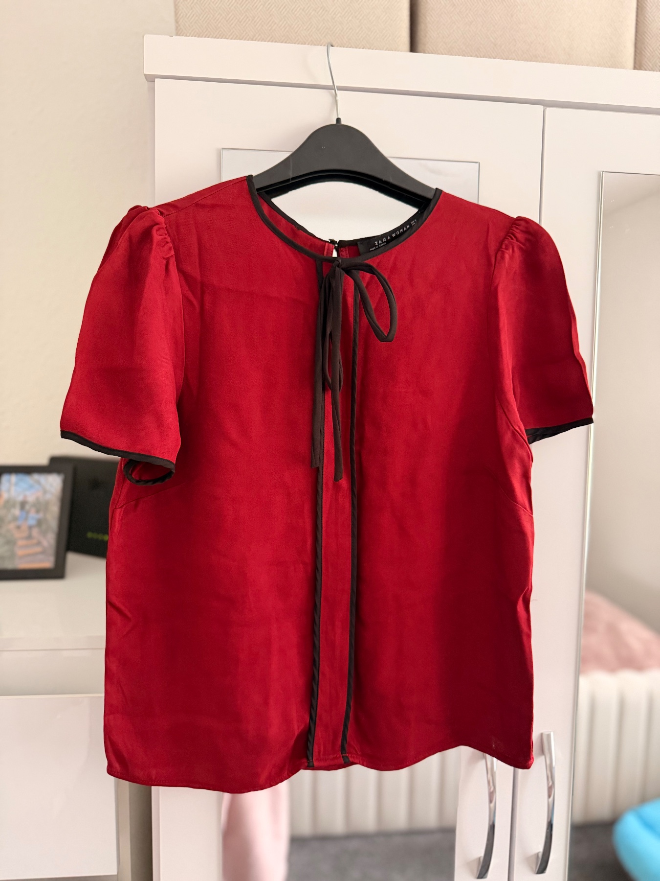 Zara Women burgundy/black blouse S