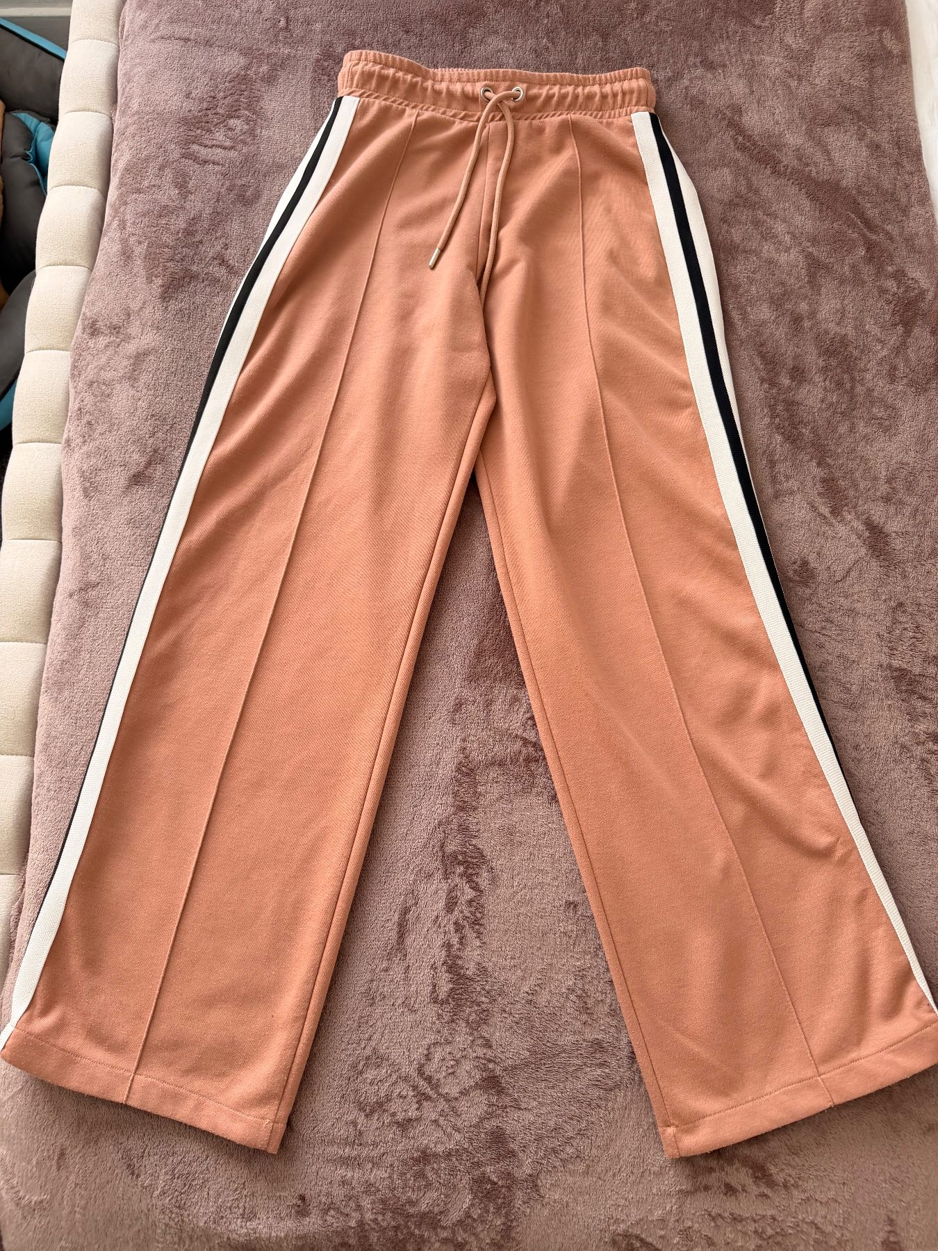 River Island beige wide leg trousers S