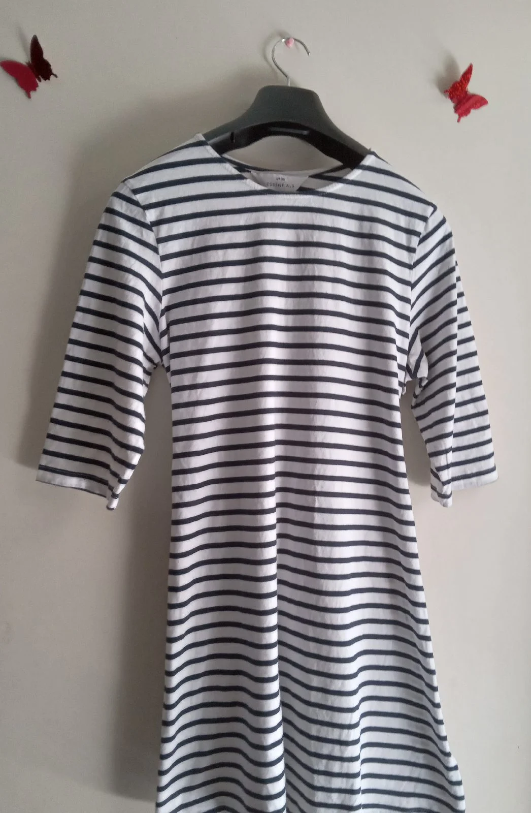 Avon Essentials Striped Breton Mini Dress with Waist Tie - Size L / UK 16-18