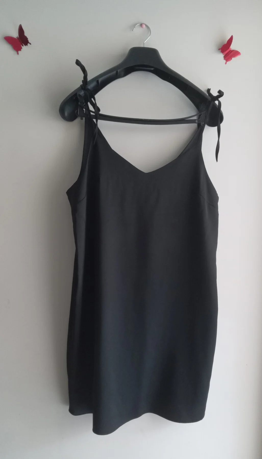 River Island Black Tie-Strap Cami Mini Dress - UK 16