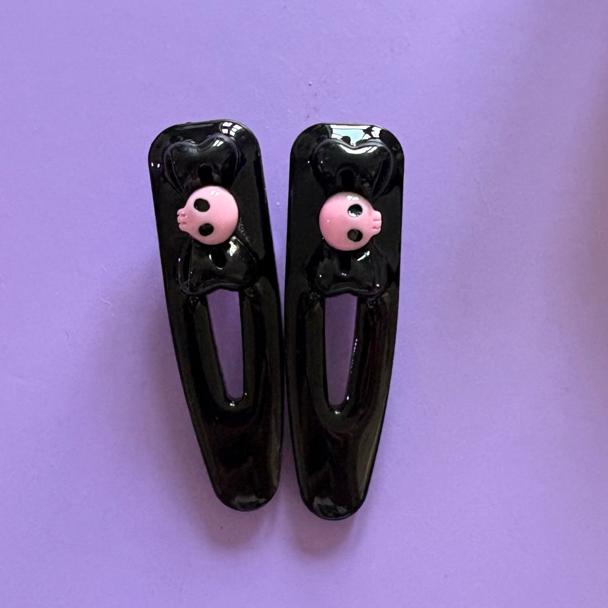 2 x kawaii bow skull hair clip slides alt cosplay lolita