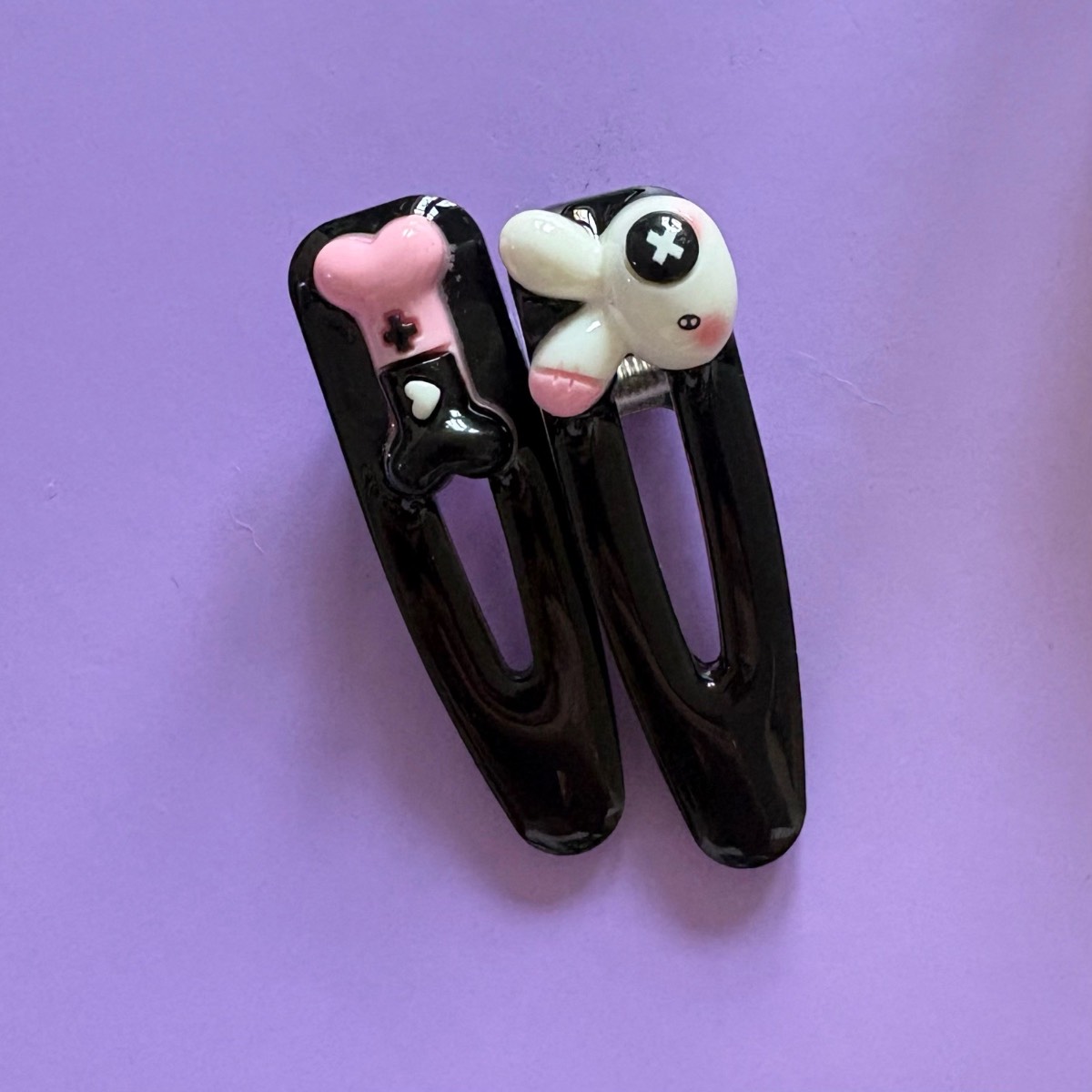 2 x kawaii bone bunny hair clip slides cosplay lolita