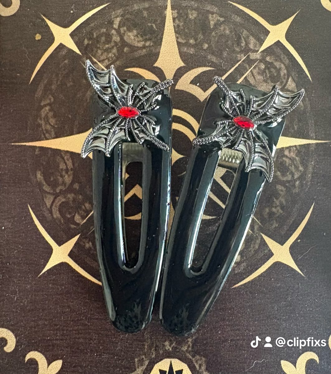 2 x gothic butterfly hair clip slides