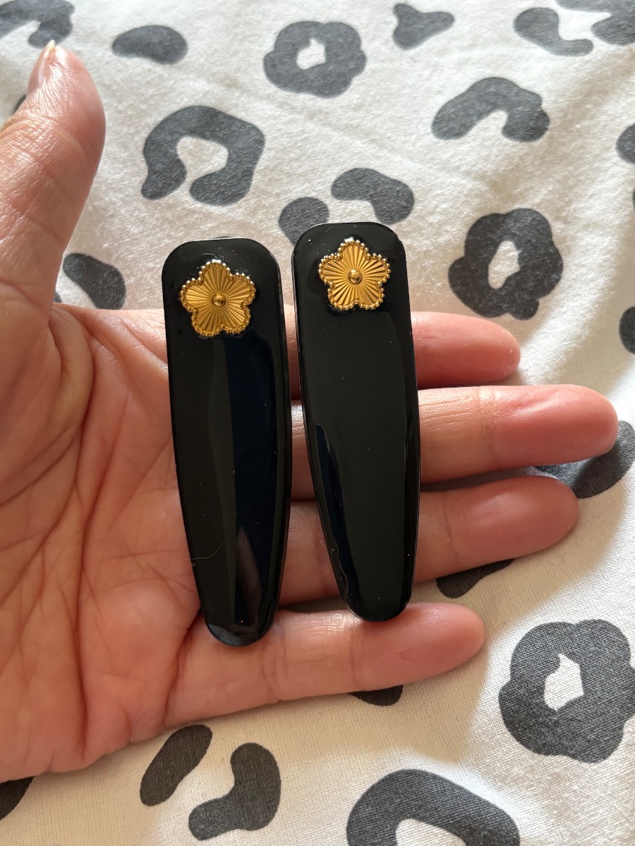 2 Daisy black hair clip slides