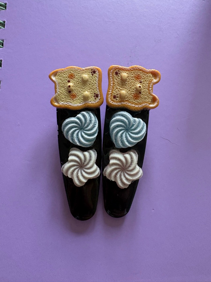 2 x kawaii toast bear candy hair clip slides alt indie