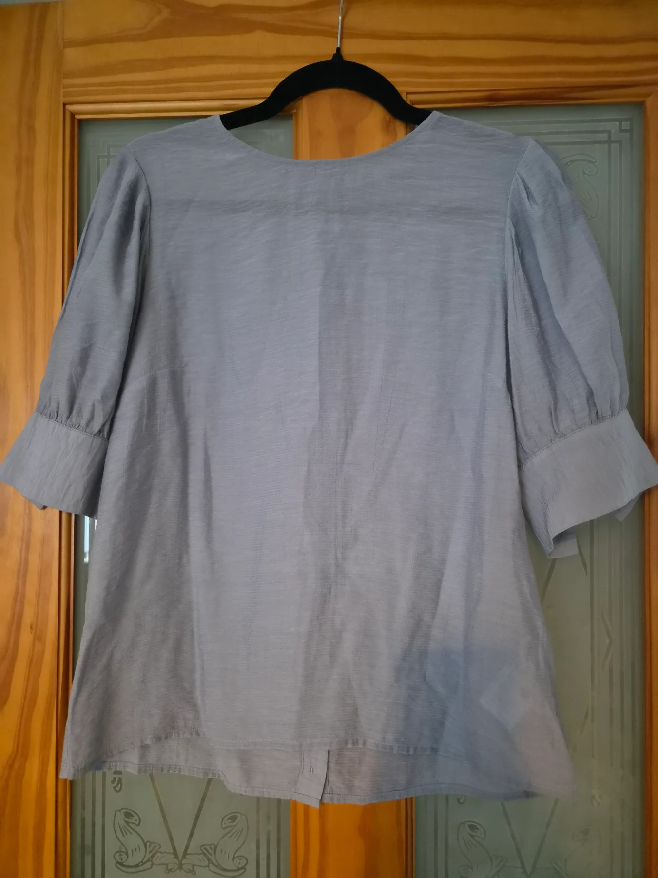 Oasis Dusty Blue Puff Sleeve Blouse – Size UK 8, Excellent Condition