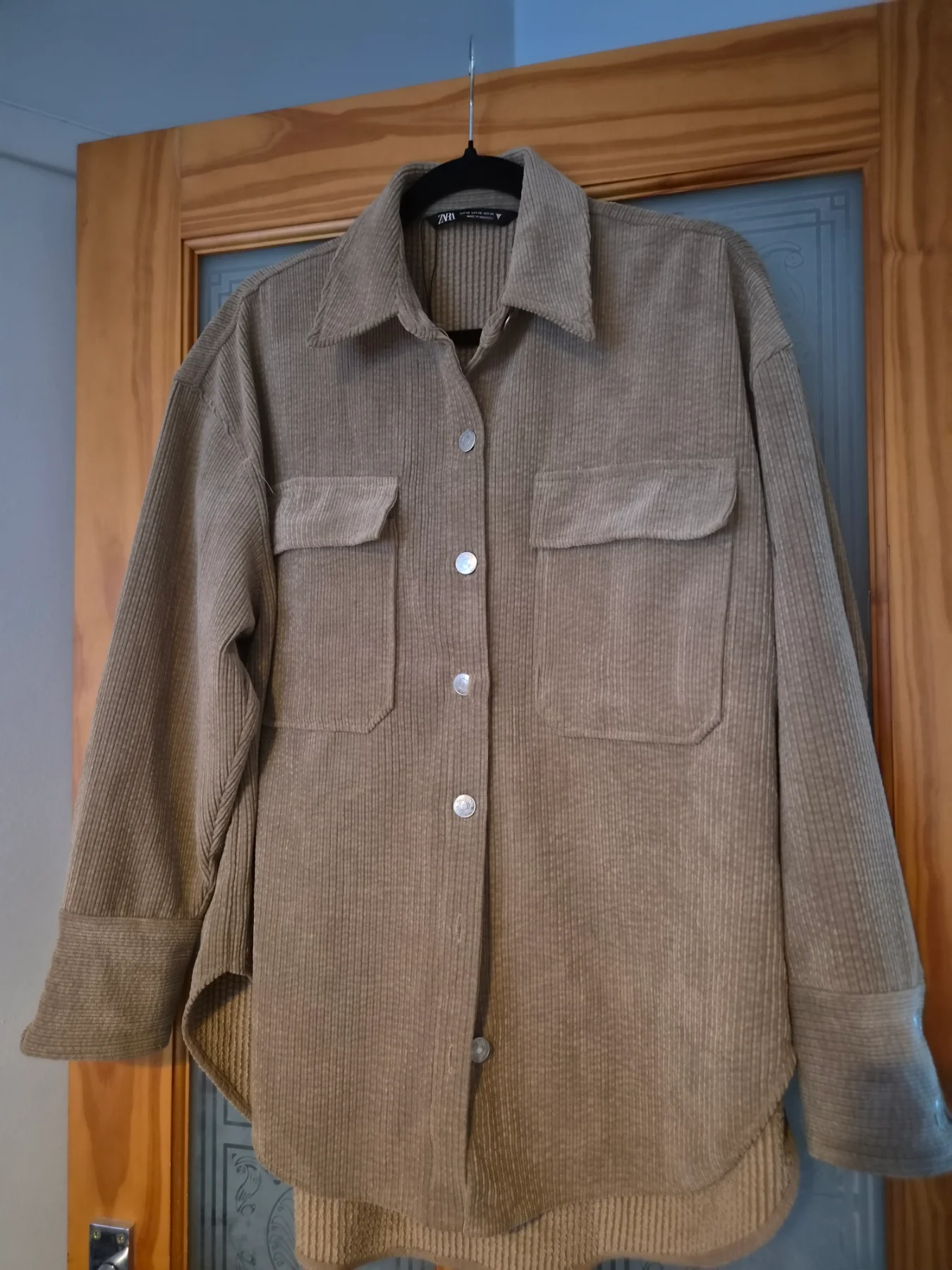 Zara Beige Wide-Rib Corduroy Overshirt / Shacket – Size XS