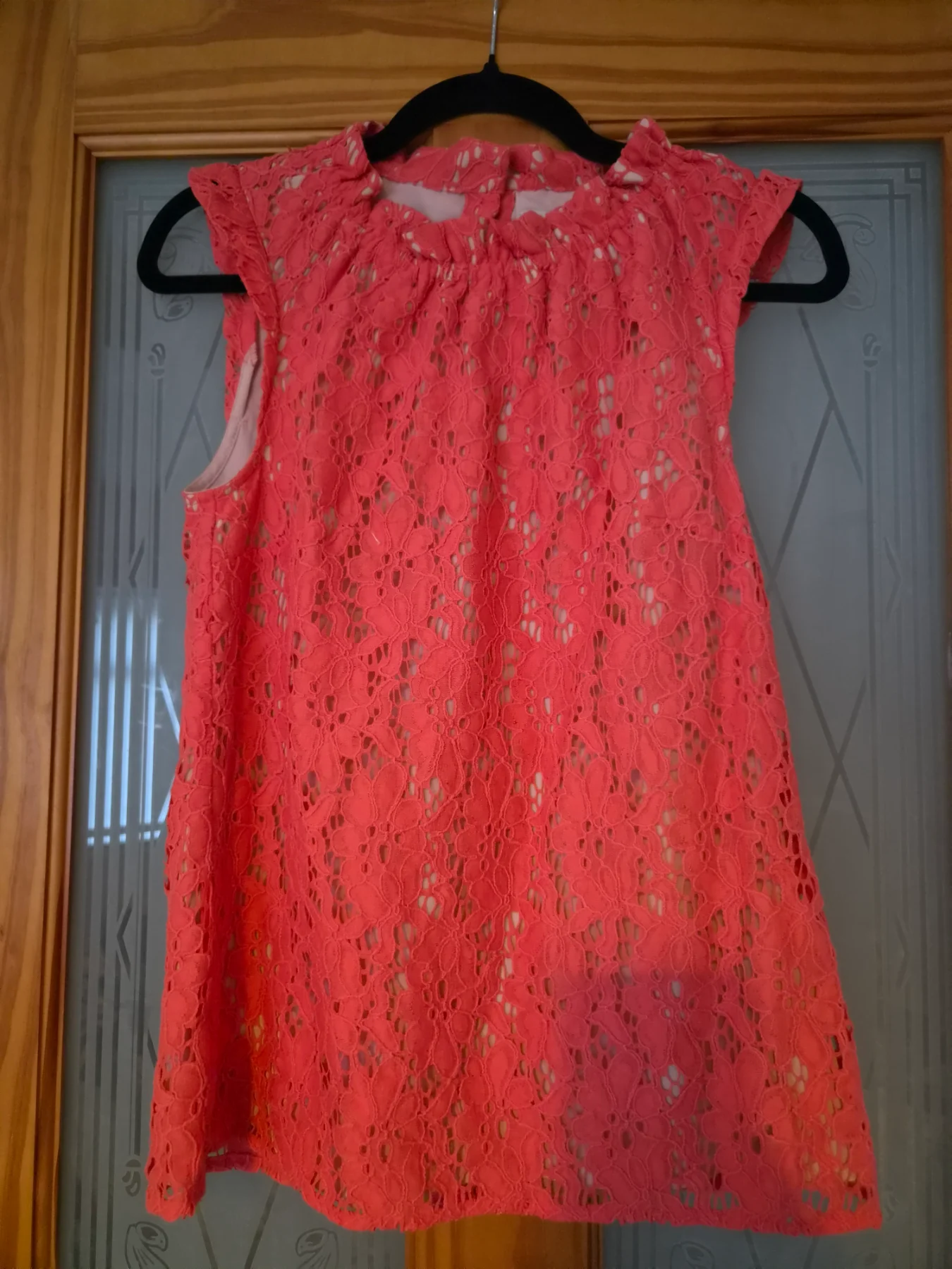 Oasis Coral Lace Sleeveless Top – Size 8