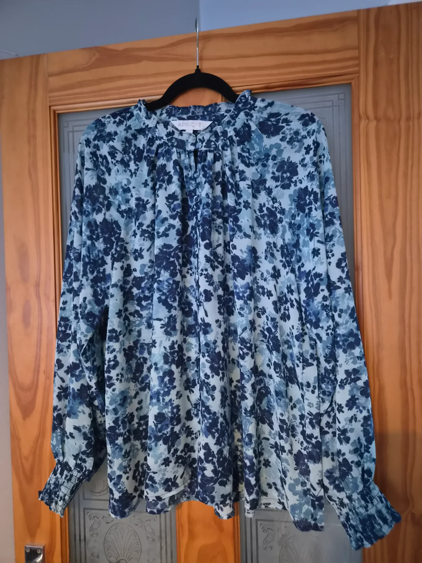 Apricot Blue Floral Ruffle Neck Blouse – UK 14