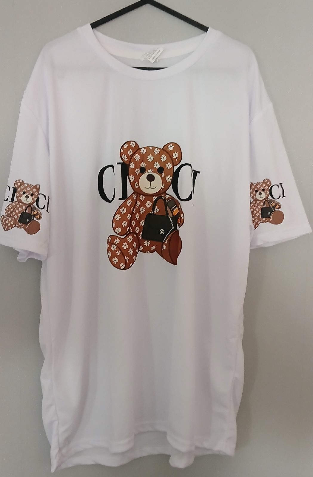 Cici Mechanical Bear White Graphic T-Shirt