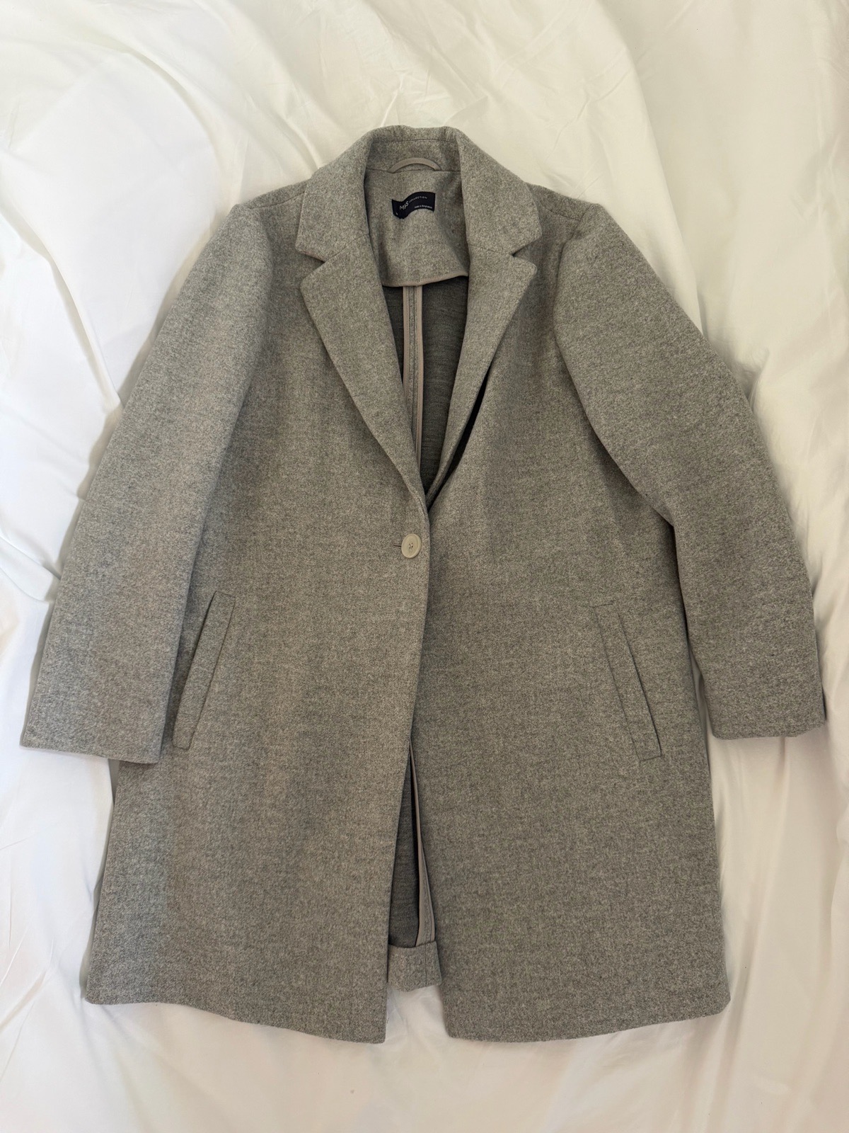 M&S Collection Grey Wool overcoat Size 18