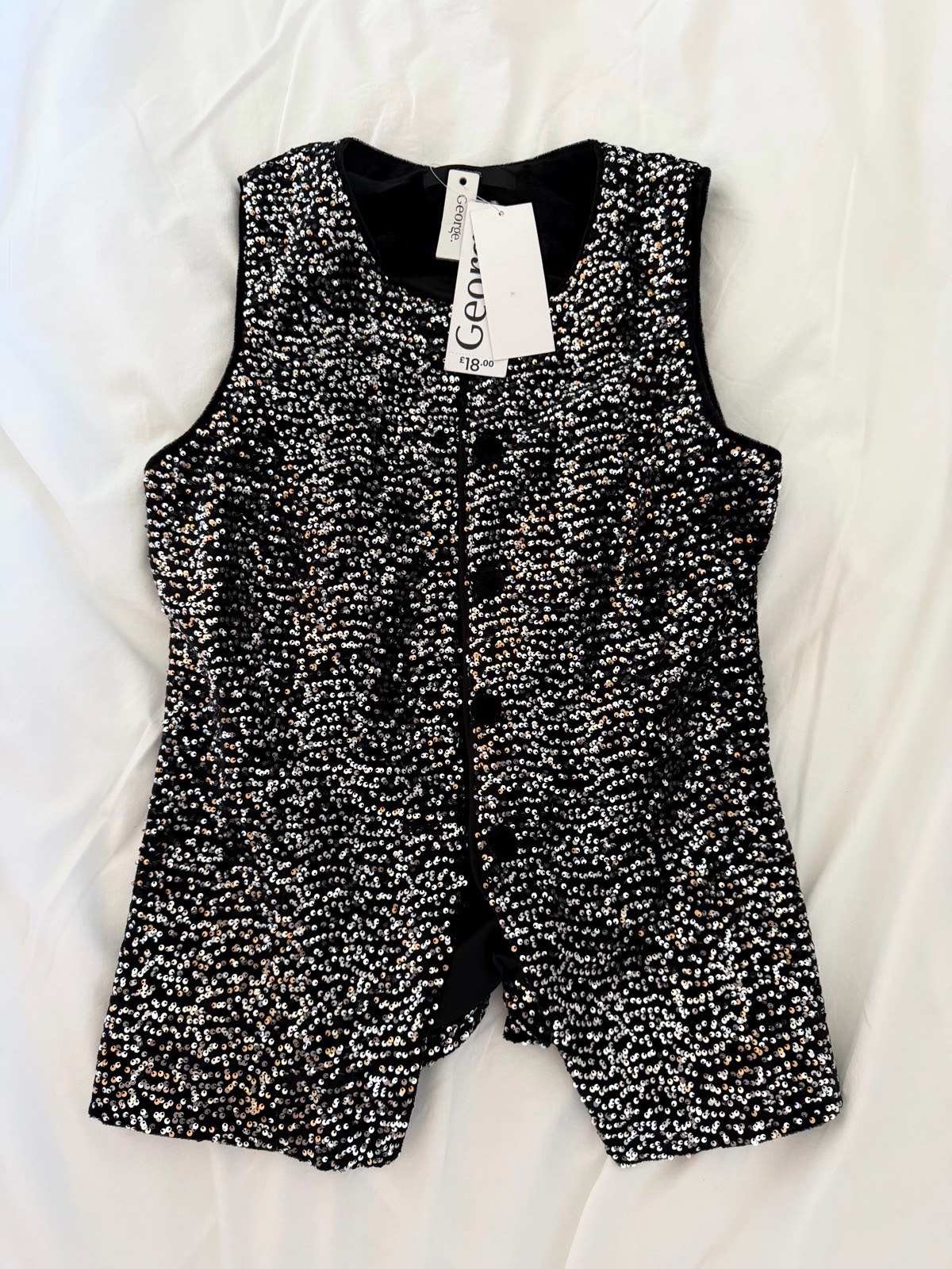 George Women’s Size 6 Black/Silver Sequin Button Waistcoat New Tags