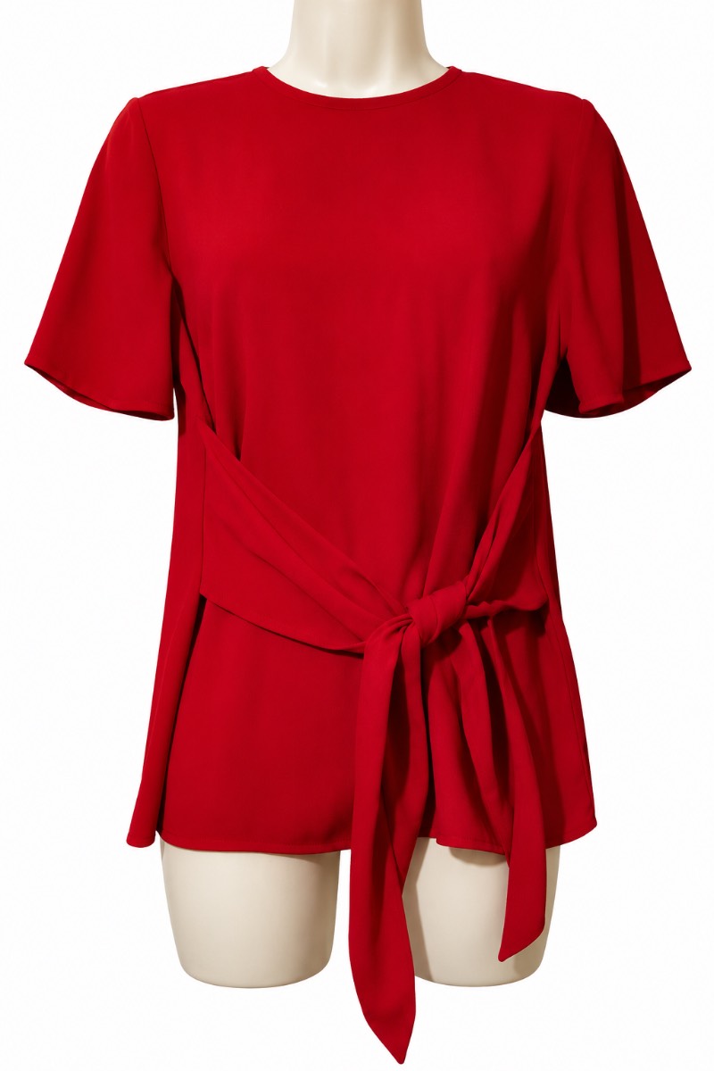 New look red tie waist blouse UK 8 short sleeve smart office work top