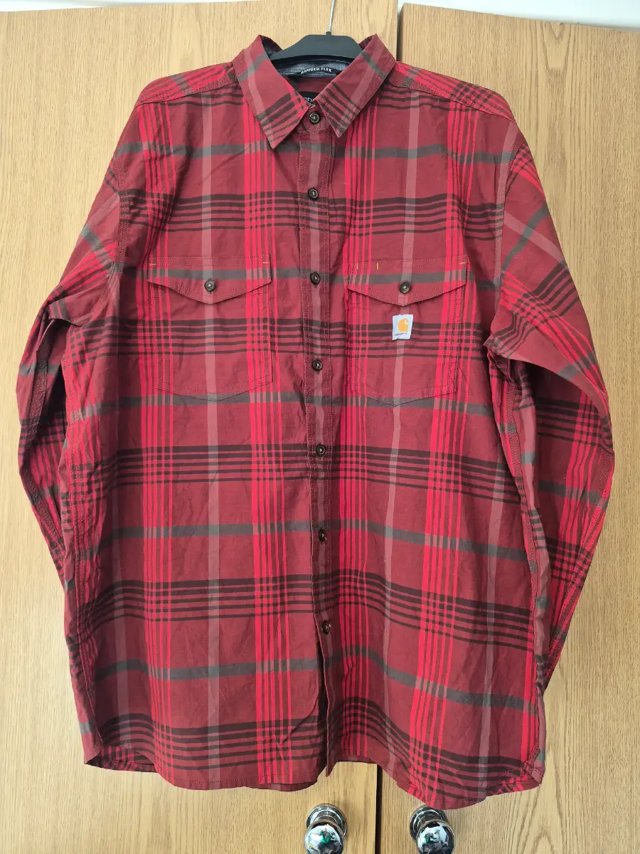 Carhartt Rugged Flex Plaid Shirt In a Red Flannel Pattern XL Loose Fit Brand New