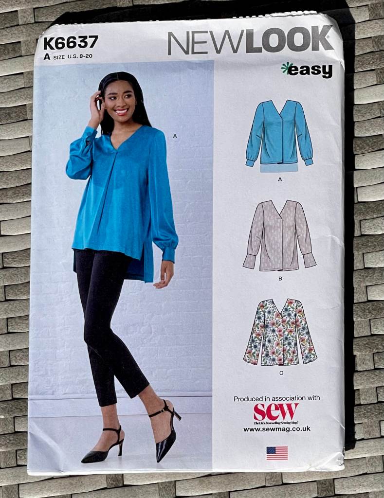 New Look Easy Sewing Pattern K6637 sizes 8 - 20 Blouse. Factory folded