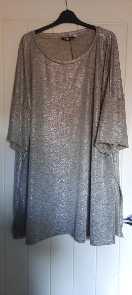 Yours Grey Metallic top