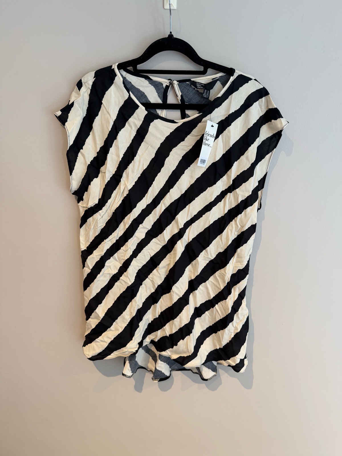 Friends Like These Black & Cream Zebra Print Top – New With Tags