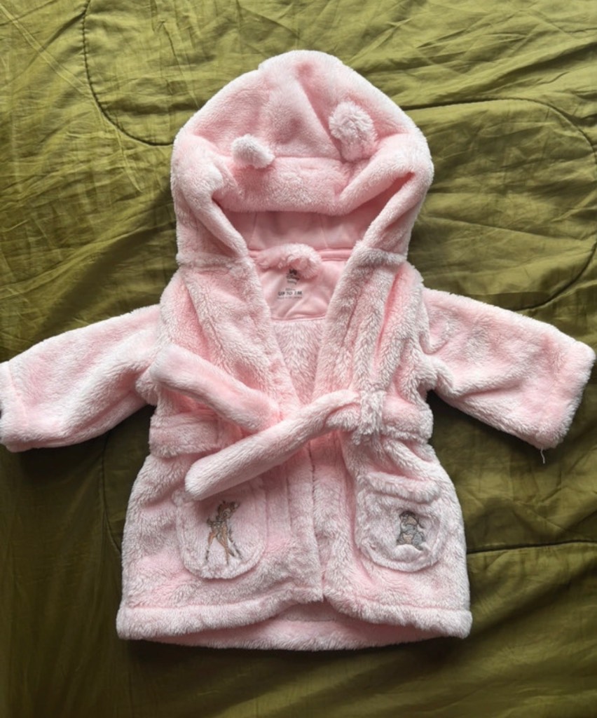 Disney Pink Fleece Baby Bathrobe -Bambi Thumper up to 1 Month