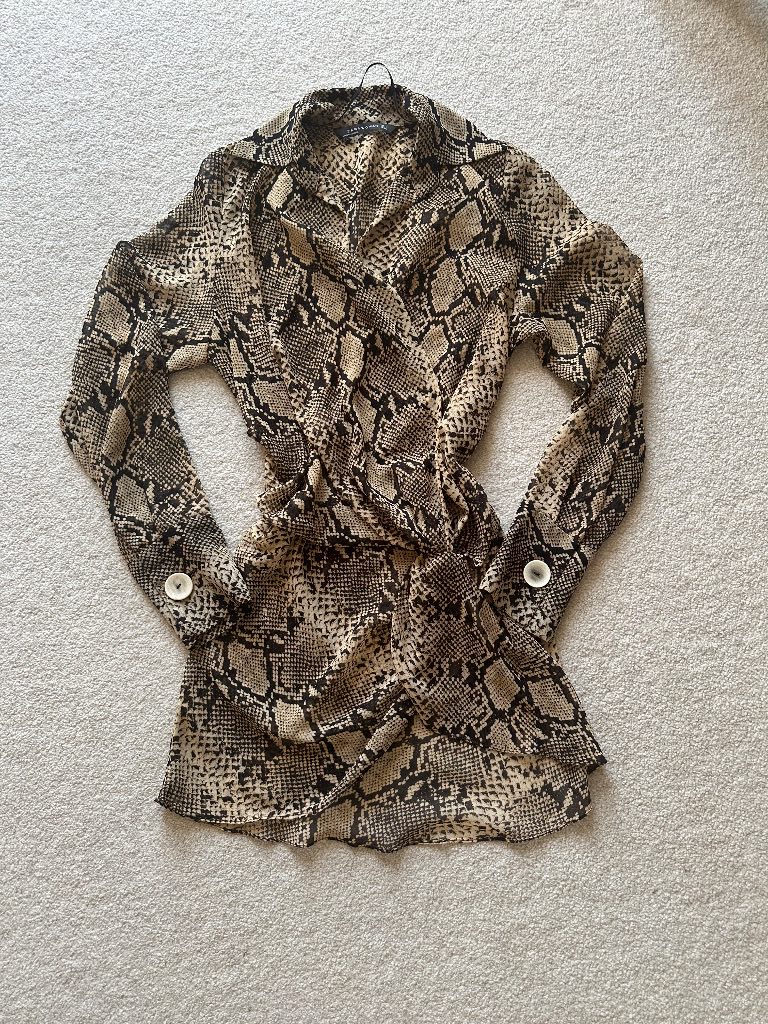 Zara Woman Snake Print Wrap Style Blouse / Top