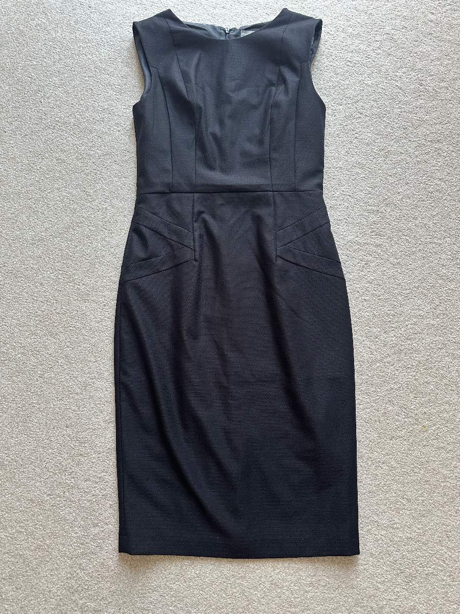 Oasis Black Textured Sleeveless Sheath Dress - UK 10 Tailored Pencil Work & Evening Dress