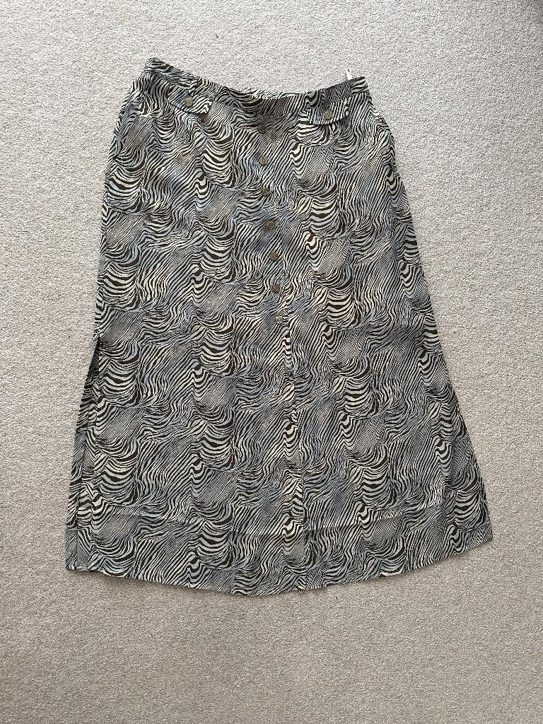 Vintage ARA Zibra Print Button Down Maxi Skirt-Size 20