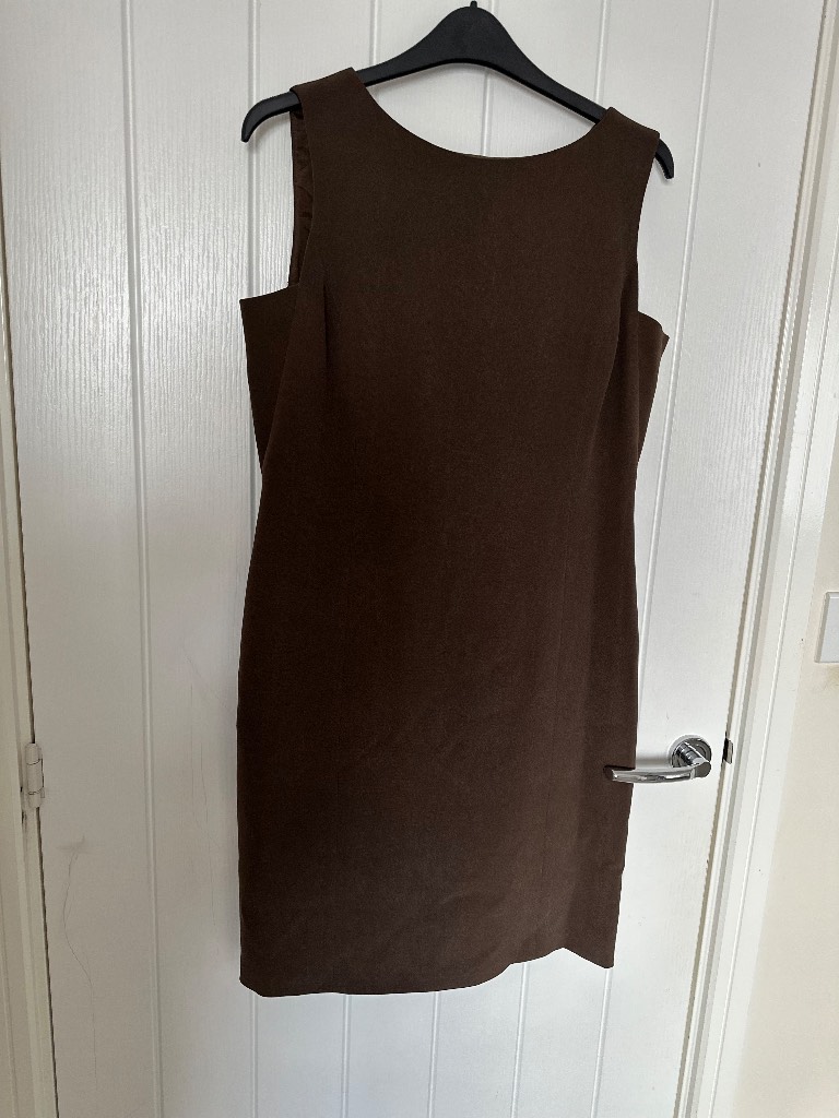 EPISODE 100% Silk Brown Sleeveless Dress UK 8