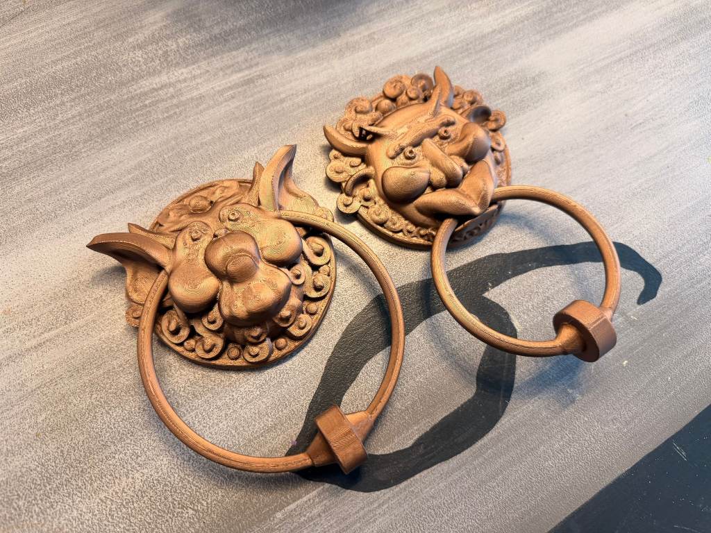 Labyrinth inspired decorative door knockers