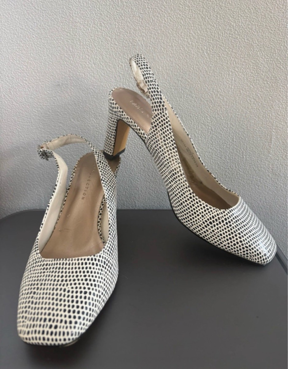 M&S Collection insolia textured animal print slingback heels size UK 4 (EUR 37)