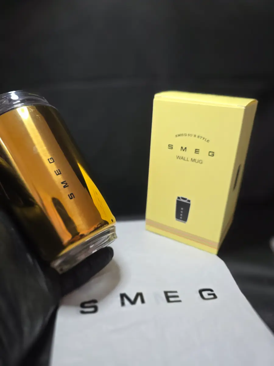 SMEG 240ml Travel Mug Hot & Cold Drinks Cup - Gold - 1