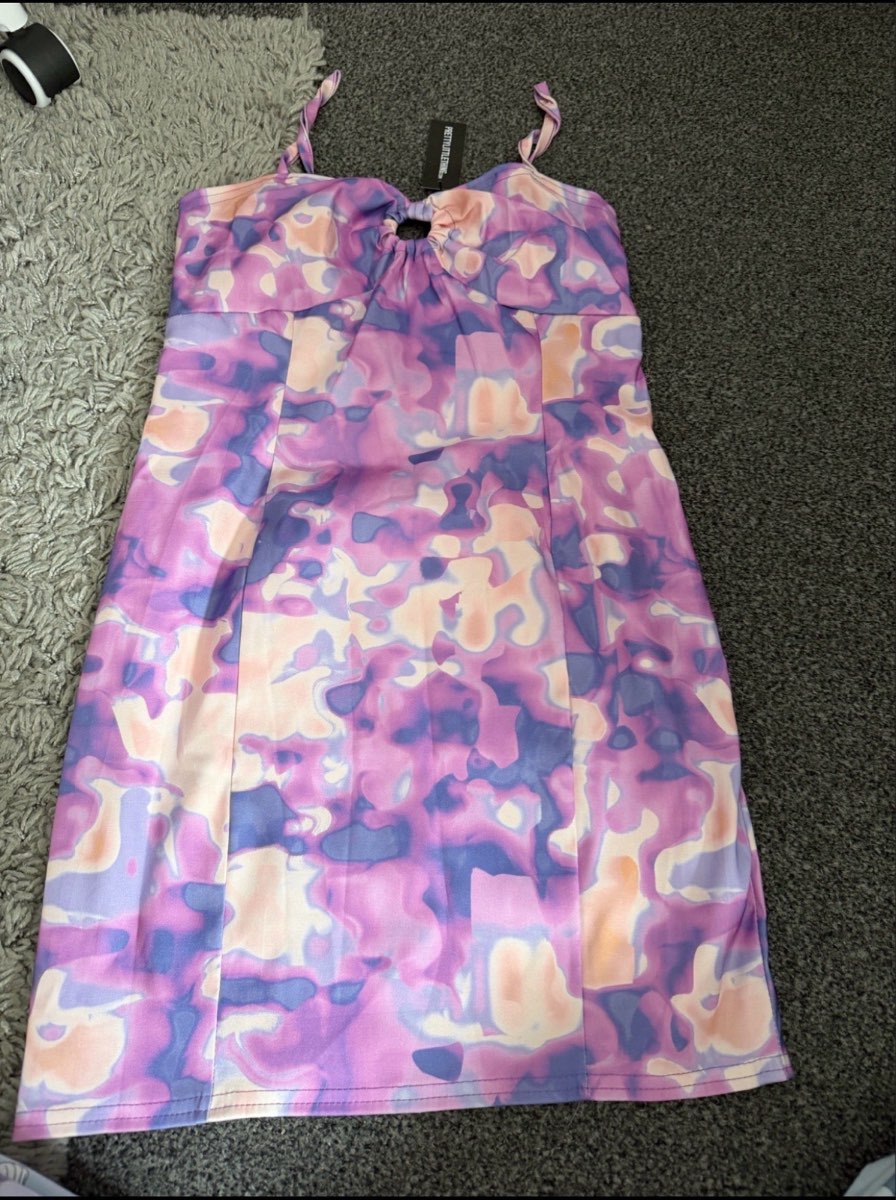Purple print dress uk 12 new