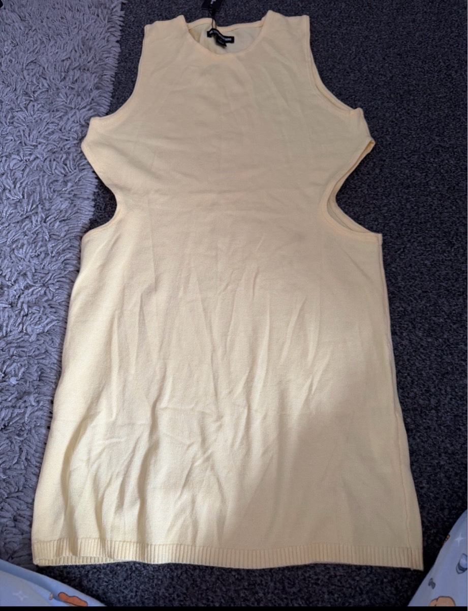 Yellow knitted dress uk medium new