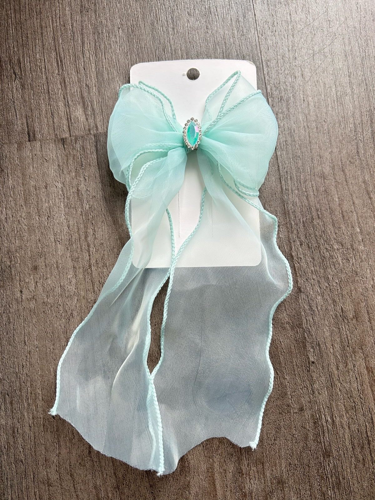 Handmade Light Blue Organza Bow Hair Clip