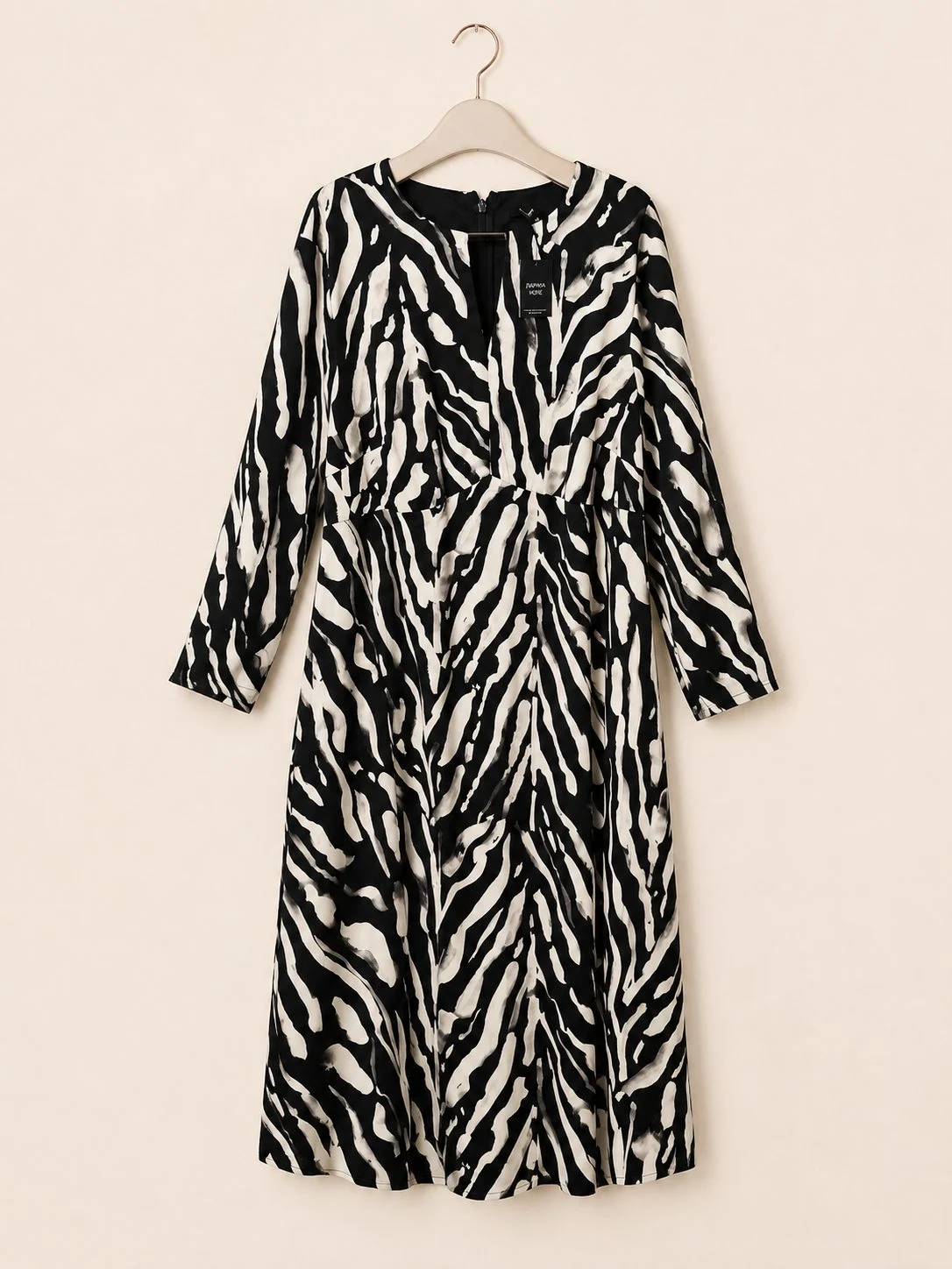 Joanna Hope Women’s Black/White Zebra Print Maxi Dress Zip Long Sleeve UK 22