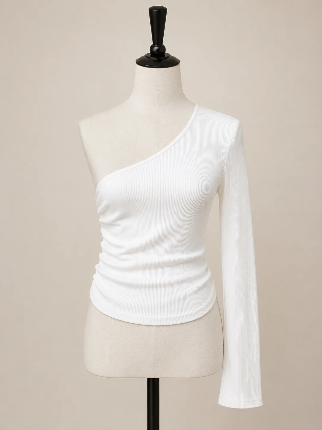 Zara 1 shoulder ruched white top size small