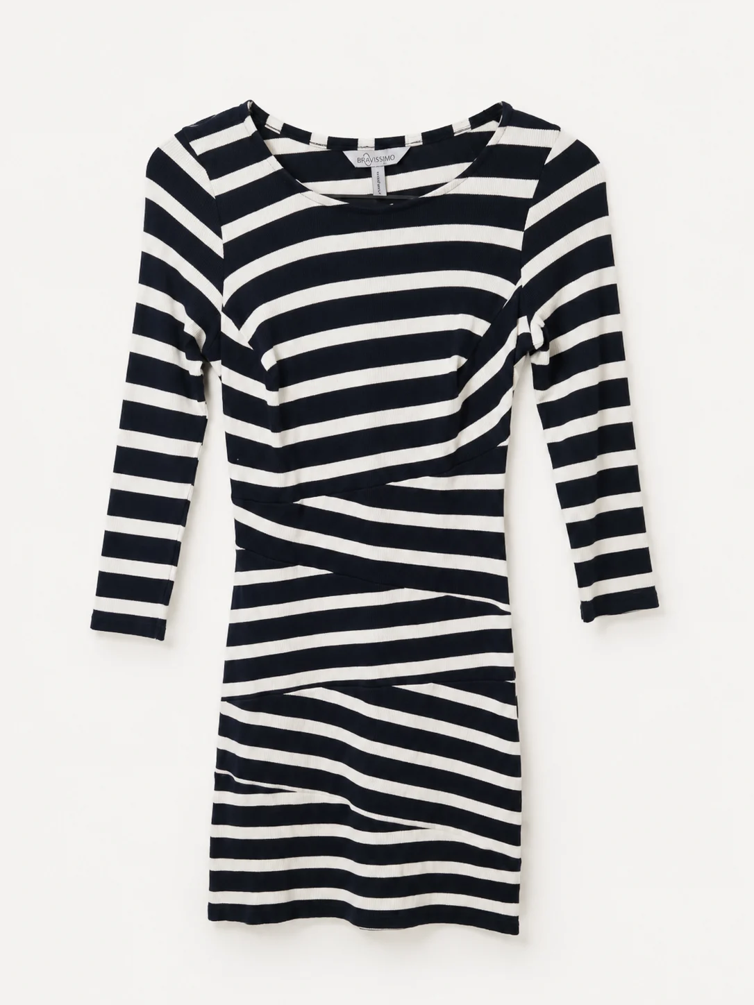 Bravissimo Navy & White Striped Ruched Dress – UK 8 Really/Super Curvy