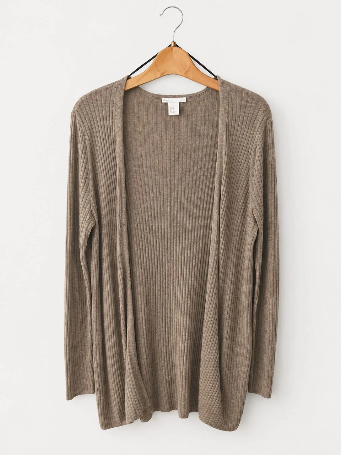 H&M Basic Ribbed Long Sleeve Top XS – Taupe / Mocha Brown