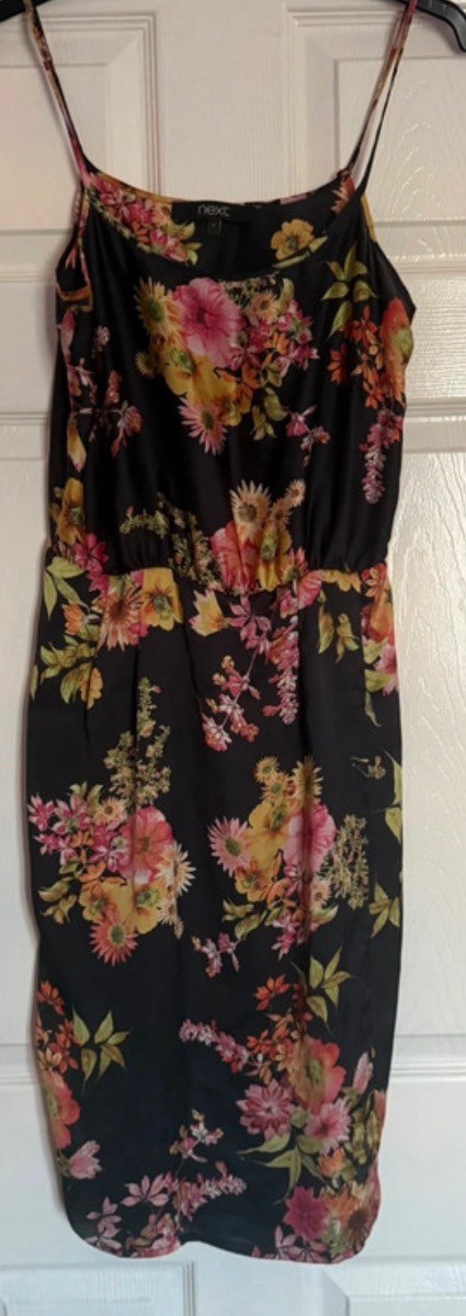 Next size 6 lightweight black floral dress. Summer/holidays/parties