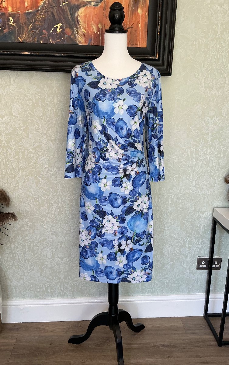 Smashed Lemon Italian Style Plum Print Midi Dress Size 18