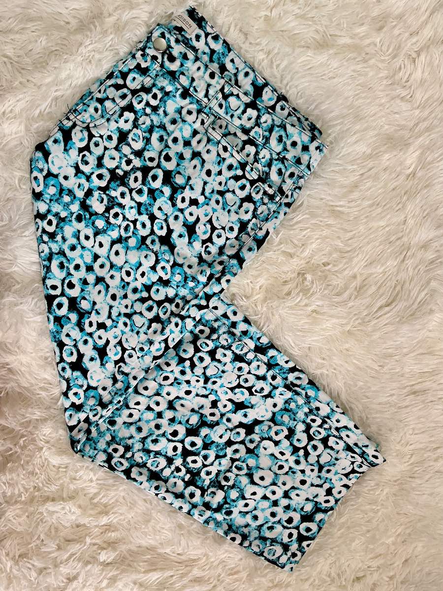 Madison Size 14 Blue & Black Abstract Spot Capri Cropped Stretch Trousers