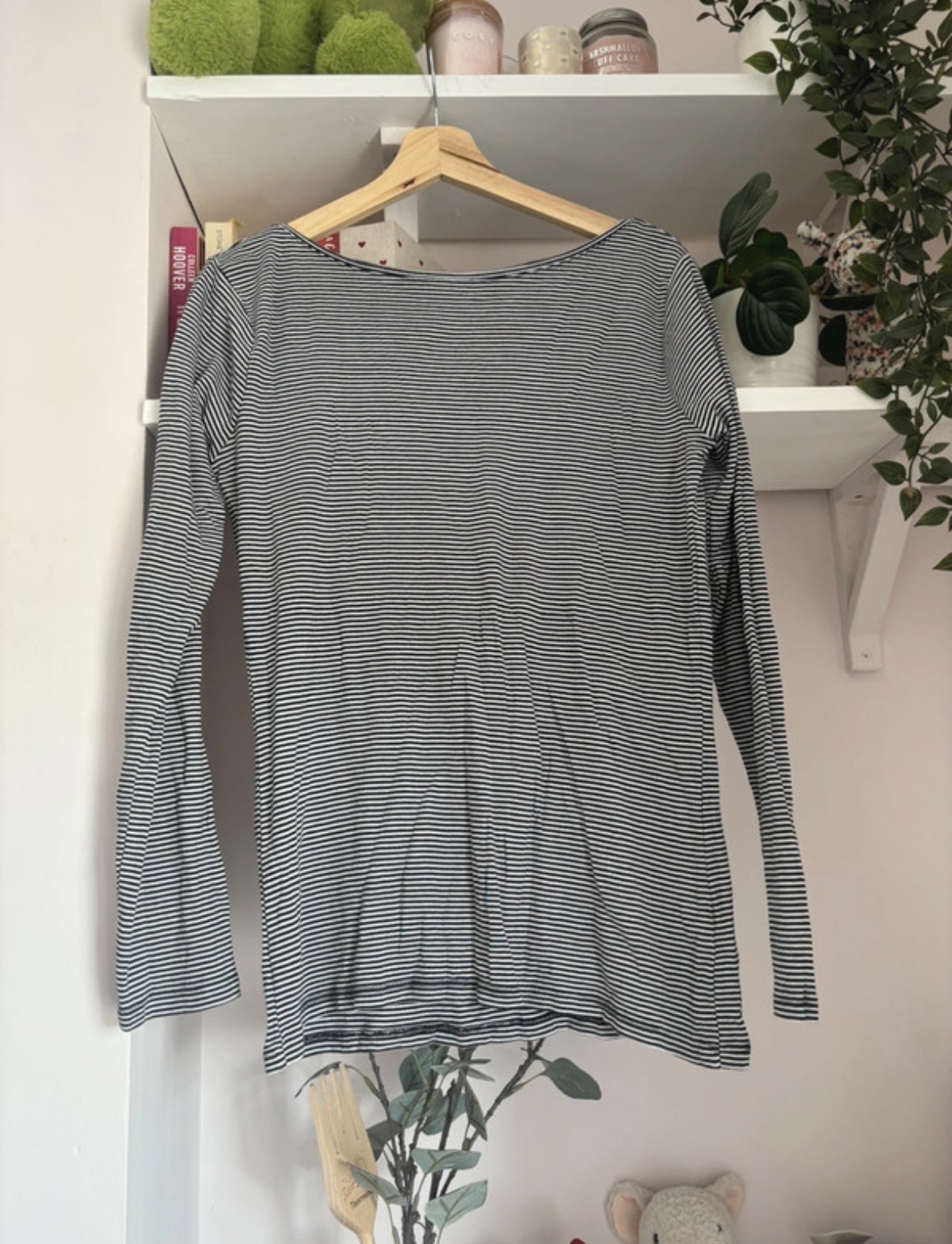 Women’s New Look UK18 Black And White 50% Cotton Long Sleeve Top