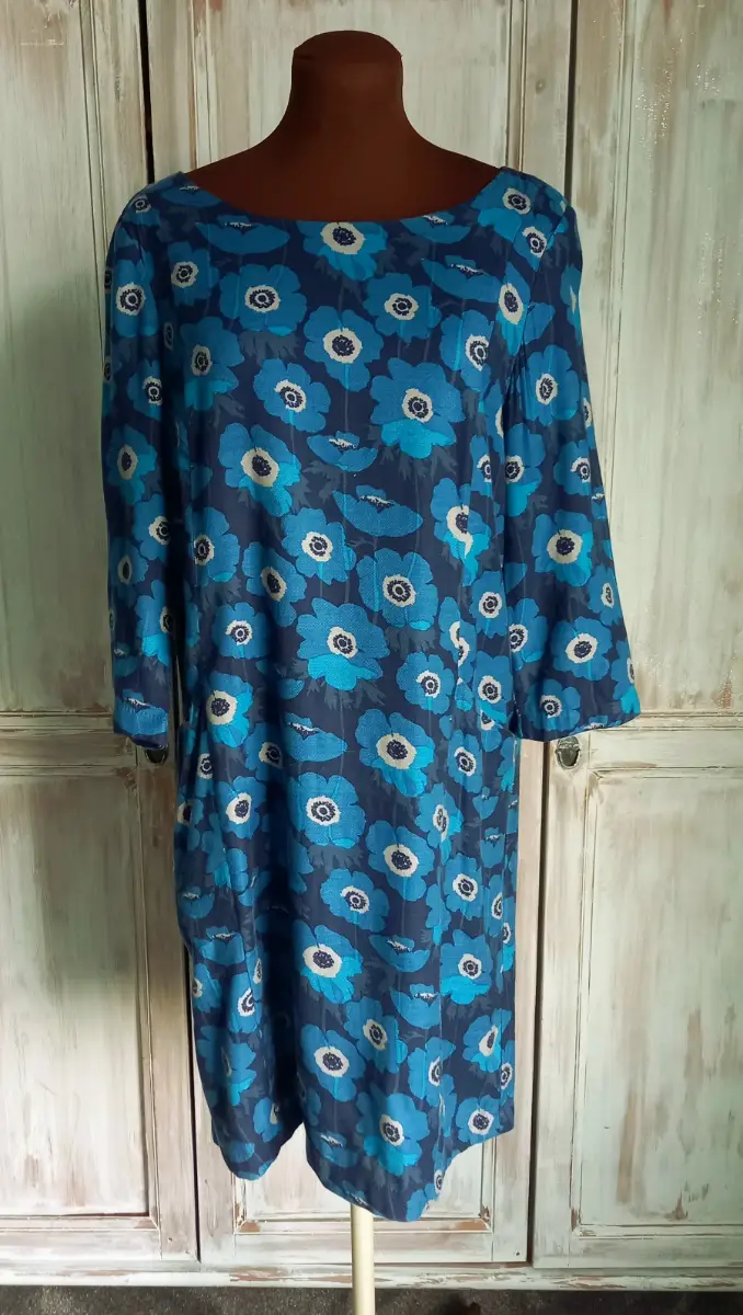 Seasalt Cornwall Freshwater Dress Blue turquoise long sleeve size 10