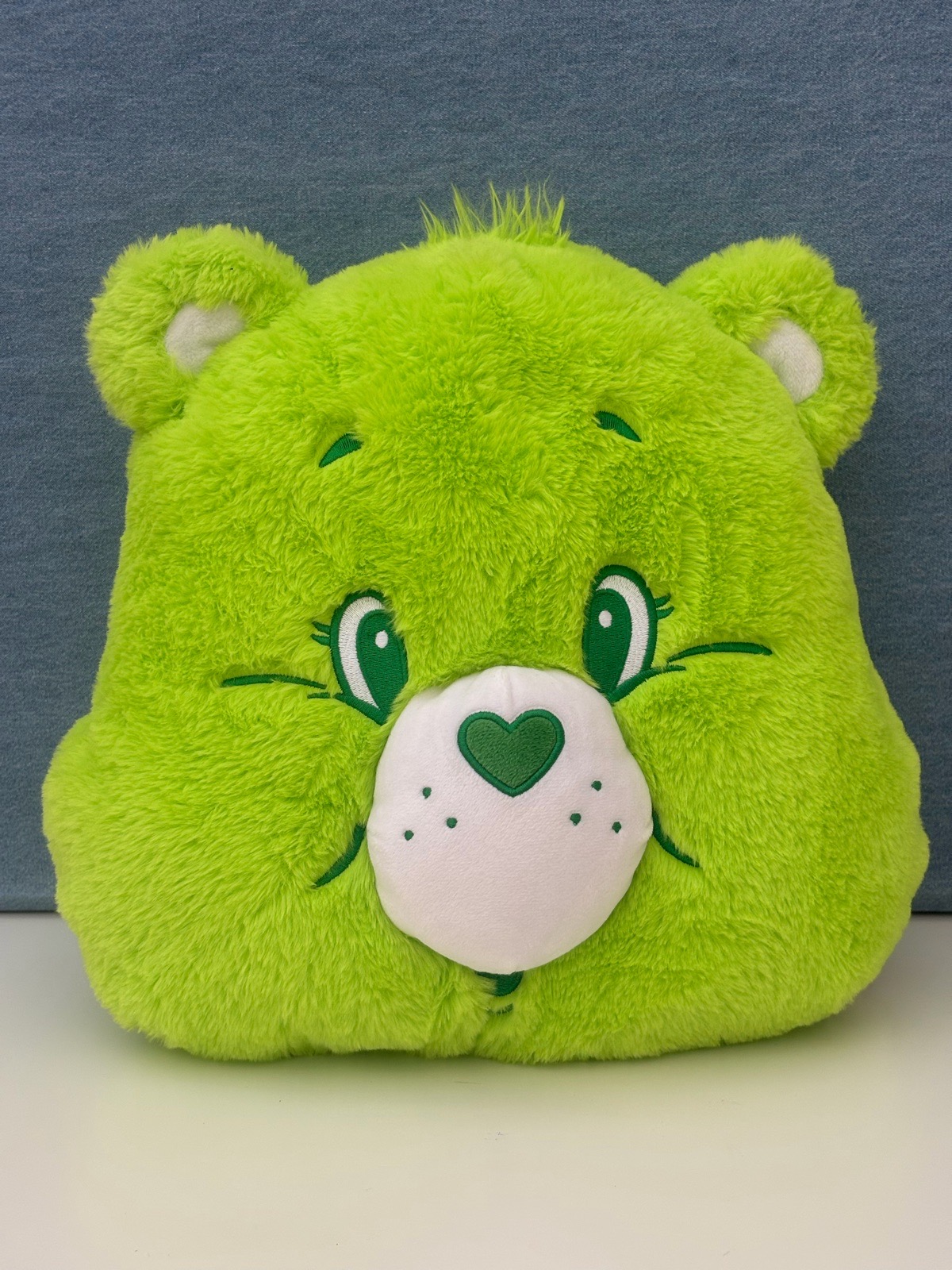 Retired Rare Miniso Care Bears Good Luck Bear Plush Pillow Head Cushion Green