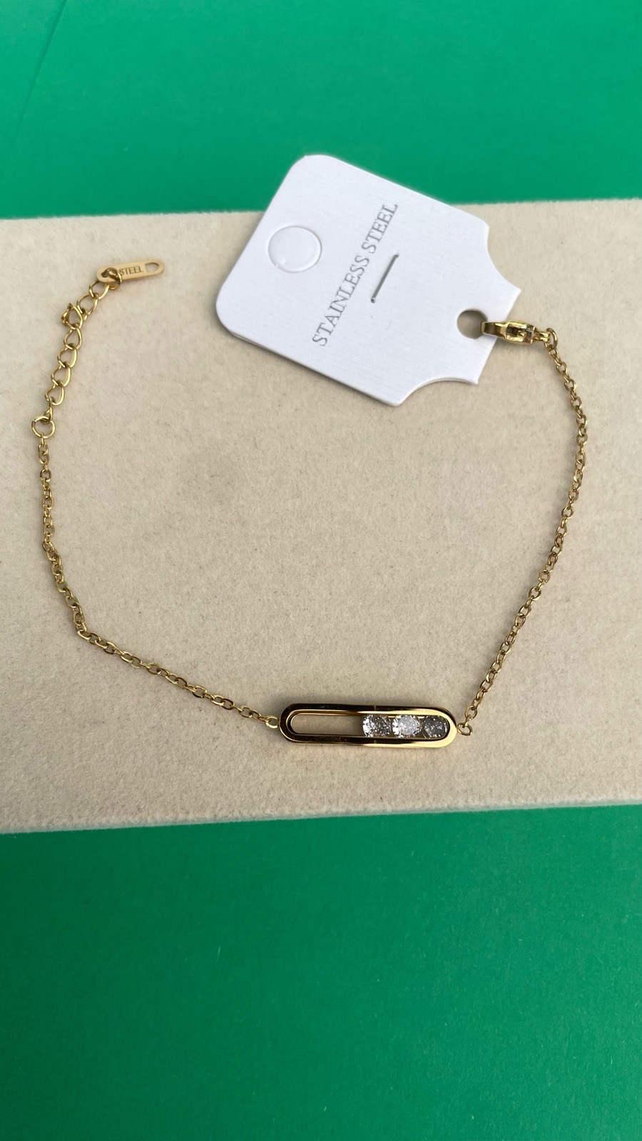Gold Plated Crystal Slider Bracelet Women Adjustable Chain