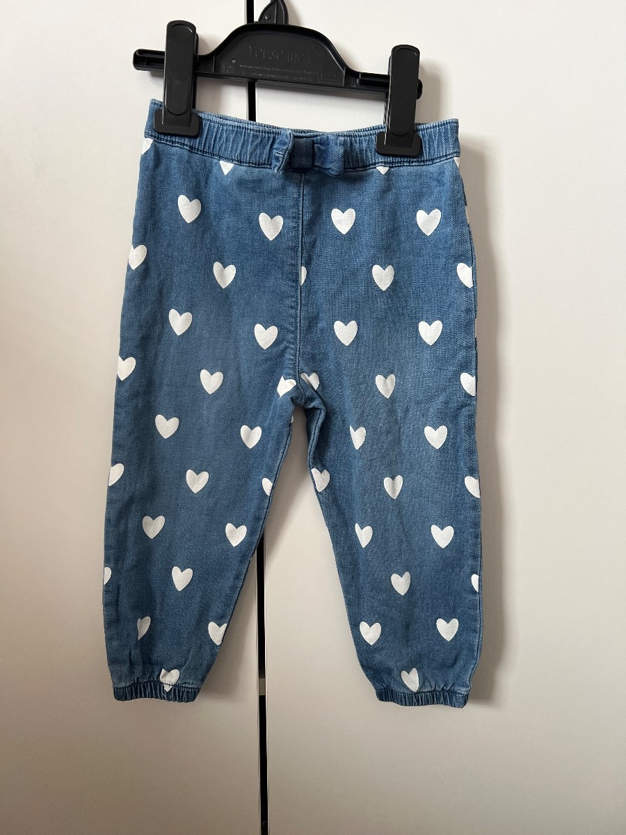 Dunnes Stores | blue/white heart print trousers | size 18-23 months