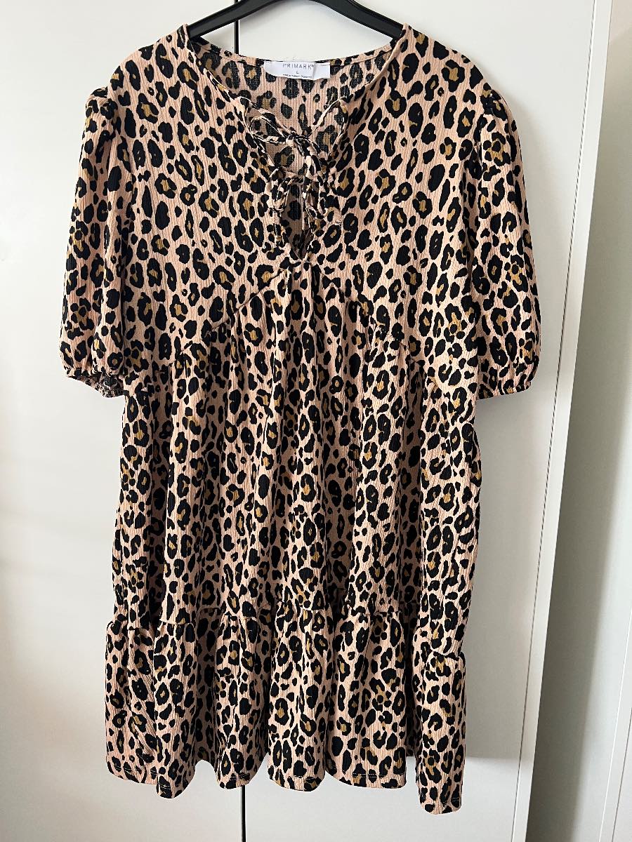 Primark | leopard brown/black print smock dress | size large