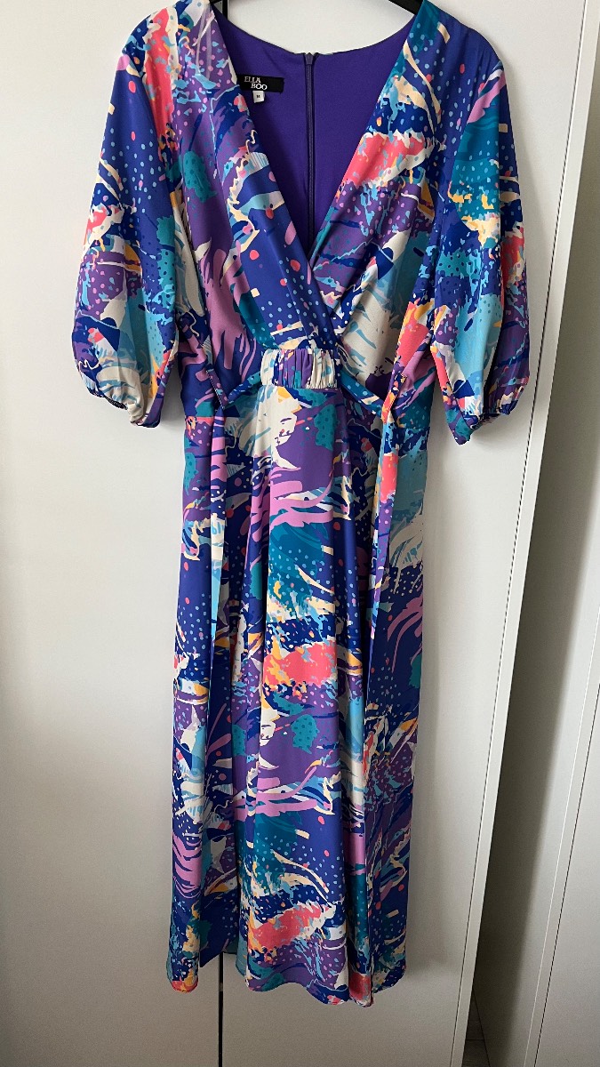 ella boo | vibrant abstract multi colour maxi dress | size 14