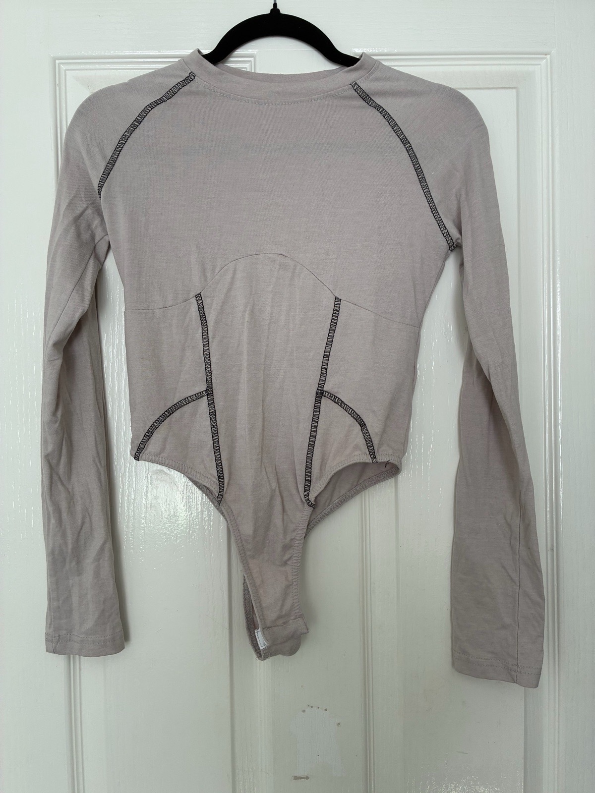 PrettyLittleThing Size 8 Pink-tan Long-sleeved Bodysuit