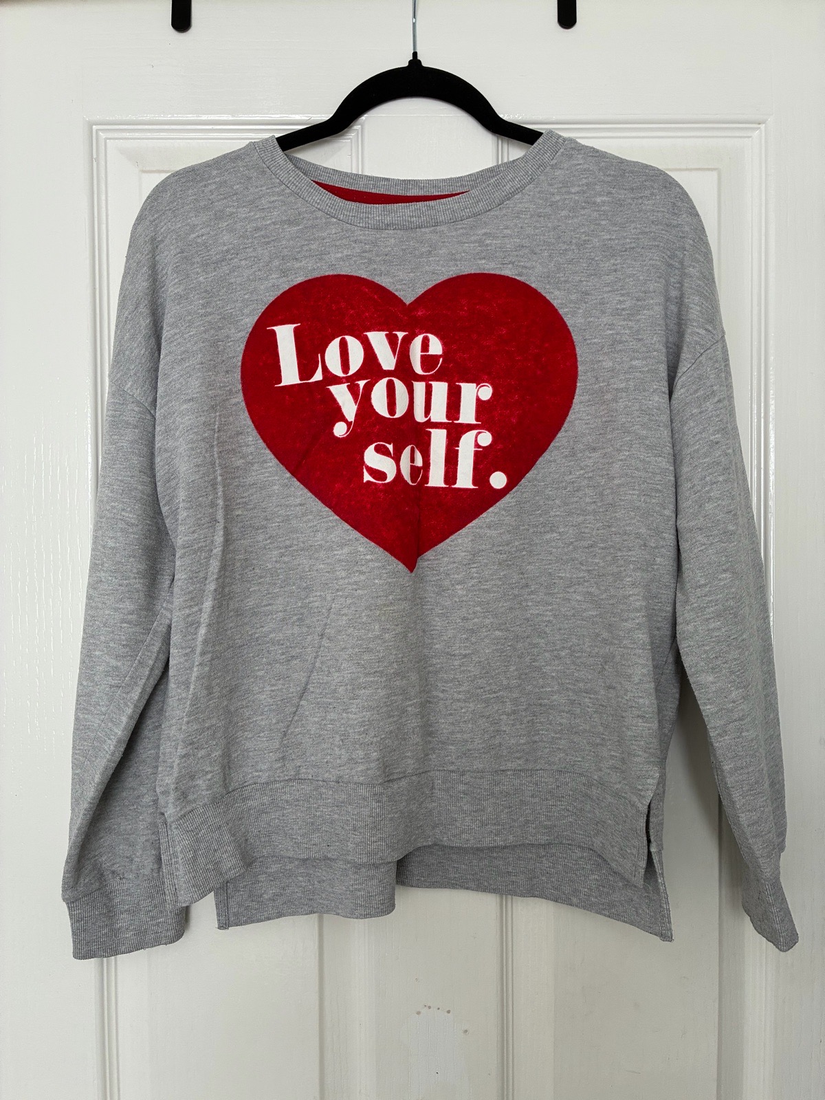 Matalan Size Medium (12-14) Grey & Red 'Love Yourself' Sweatshirt